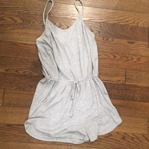 Gray and white striped romper